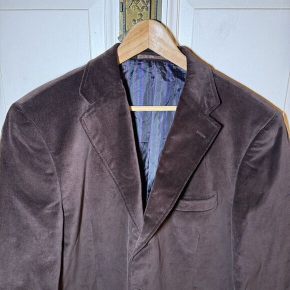 J Ferrar SZ L Mens Cotton Velvet Blazer Sport Coat Jacket Holiday Party Evening - Picture 3 of 13